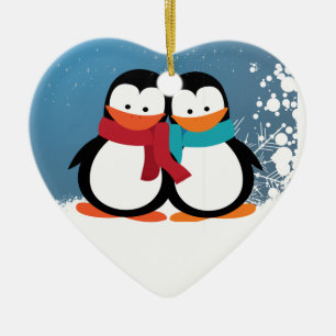 Weihnachtspinguine Keramik Ornament