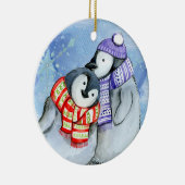 Weihnachtspinguine Keramik Ornament (Rechts)