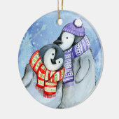 Weihnachtspinguine Keramik Ornament (Links)