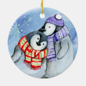 Weihnachtspinguine Keramik Ornament (Hinten)