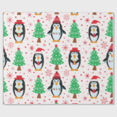 Weihnachtspinguine mit Pine Trees Pattern Geschenkpapier (Flach)
