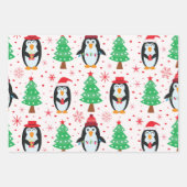 Weihnachtspinguine mit Pine Trees Pattern Geschenkpapier Set (Vorderseite 2)