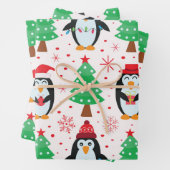 Weihnachtspinguine mit Pine Trees Pattern Geschenkpapier Set (Beispiel)