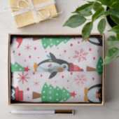 Weihnachtspinguine mit Pine Trees Pattern Seidenpapier (Geschenk)