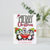 Weihnachtspinguine mit Weihnachtskarte Feiertagskarte (Stehend Vorderseite)