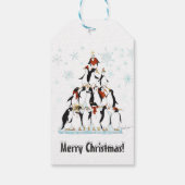 Weihnachtspinguine Muster mit Schneeflocken Geschenkanhänger (Rückseite)