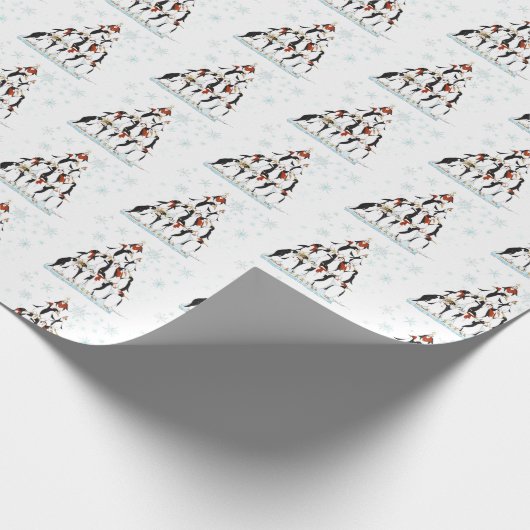 Weihnachtspinguine Muster mit Schneeflocken Geschenkpapier (Ecke)