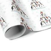 Weihnachtspinguine Muster mit Schneeflocken Geschenkpapier (Rolleneckpunkt)