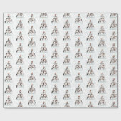 Weihnachtspinguine Muster mit Schneeflocken Geschenkpapier (Flach)