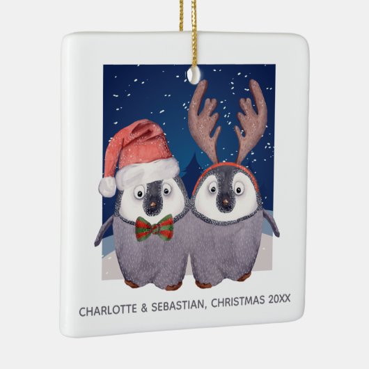 Weihnachtspinguine Niedlicher Weihnachtsmann und R Keramikornament (Rechts)