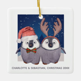 Weihnachtspinguine Niedlicher Weihnachtsmann und R Keramikornament