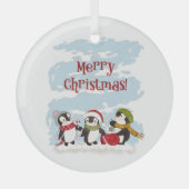 Weihnachtspinguine Ornament Aus Glas (Vorderseite)