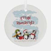 Weihnachtspinguine Ornament Aus Glas (Rückseite)