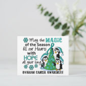 Weihnachtspinguine Ovarieller Krebs Feiertagspostkarte (Stehend Vorderseite)