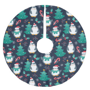 Weihnachtspinguine Polyester Weihnachtsbaumdecke