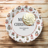 Weihnachtspinguine Rot Grün Pappteller
