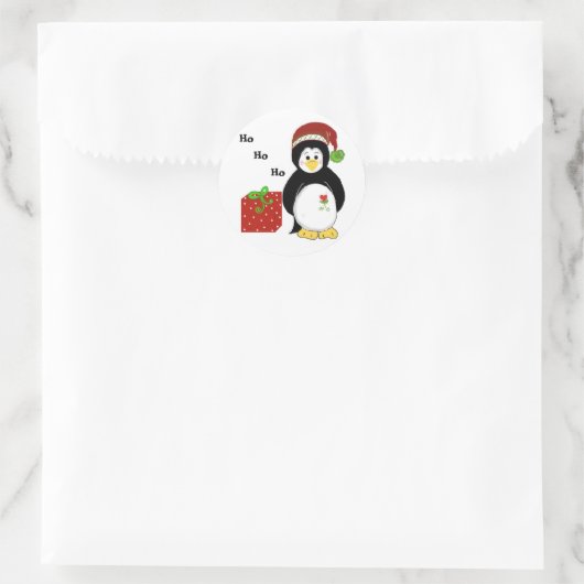 Weihnachtspinguine Runder Aufkleber (Tasche)