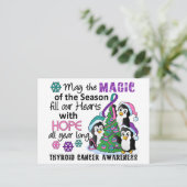 Weihnachtspinguine Schilddrüsenkrebs Feiertagspostkarte (Stehend Vorderseite)