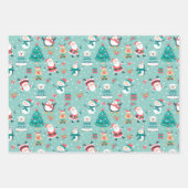 Weihnachtspinguine, Schneemänner, Weihnachtsmann a Geschenkpapier Set (Vorderseite 3)