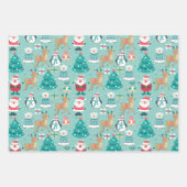 Weihnachtspinguine, Schneemänner, Weihnachtsmann a Geschenkpapier Set (Vorderseite 2)