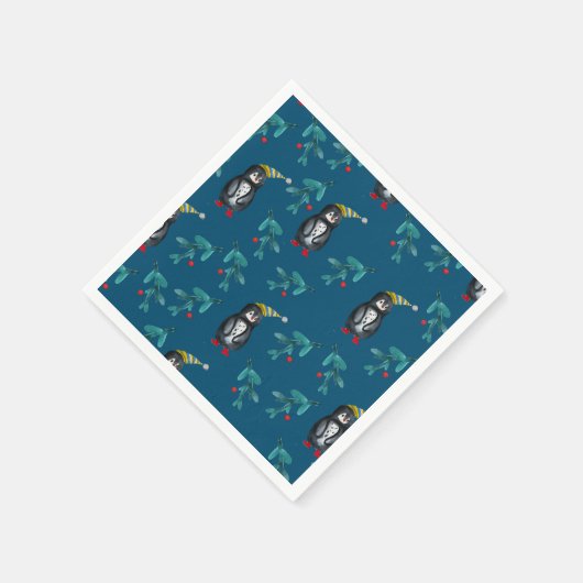 Weihnachtspinguine Serviette (Ecke)