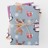 Weihnachtspinguine und Rentiere Geschenkpapier Set (Beispiel)