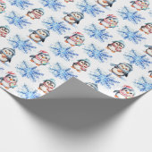 Weihnachtspinguine und Schneeflocken Geschenkpapier (Ecke)