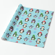 Weihnachtspinguine und Schneeflocken Geschenkverpa