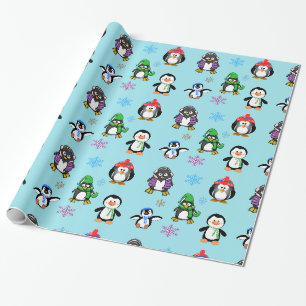 Weihnachtspinguine und Schneeflocken Geschenkverpa Geschenkpapier