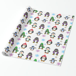 Weihnachtspinguine und Schneeflocken Geschenkverpa Geschenkpapier