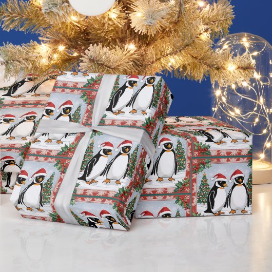 Weihnachtspinguine und Weihnachtsbaum Geschenkpapier (Feiertage)