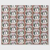 Weihnachtspinguine und Weihnachtsbaum Geschenkpapier (Flach)