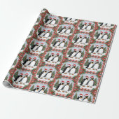 Weihnachtspinguine und Weihnachtsbaum Geschenkpapier (Ungerollt)
