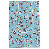 Weihnachtspinguine Wintersport Niedlich Funny Mittlere Geschenktüte (Rückseite)