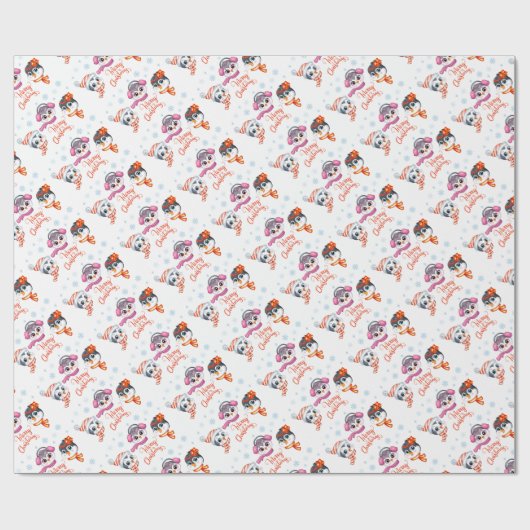 Weihnachtspinguine Wrapping Paper Geschenkpapier (Flach)