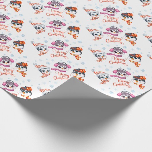 Weihnachtspinguine Wrapping Paper Geschenkpapier (Ecke)