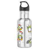 Weihnachtspinguinhintergrund Edelstahlflasche (Rückseite)