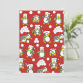 Weihnachtspinguinhintergrund Einladung (Stehend Vorderseite)