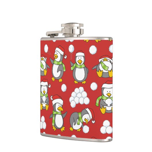 Weihnachtspinguinhintergrund Flachmann (Links)