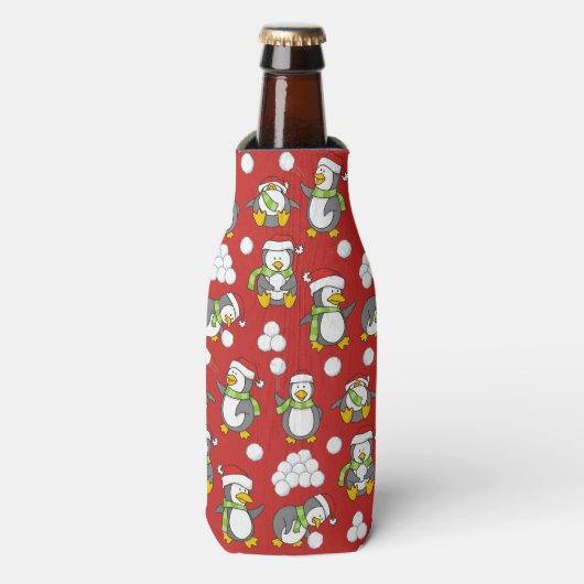 Weihnachtspinguinhintergrund Flaschenkühler (Flaschenvorderseite)