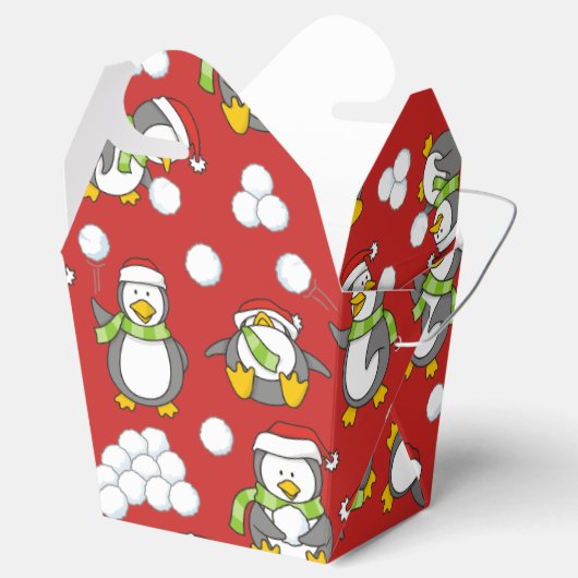 Weihnachtspinguinhintergrund Geschenkschachtel (Geöffnet)