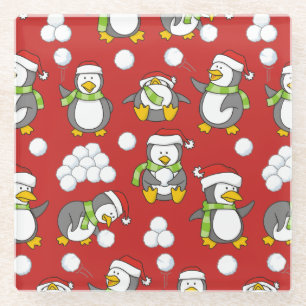 Weihnachtspinguinhintergrund Glasuntersetzer