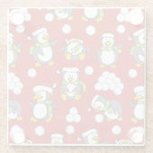 Weihnachtspinguinhintergrund Glasuntersetzer (Rückseite)