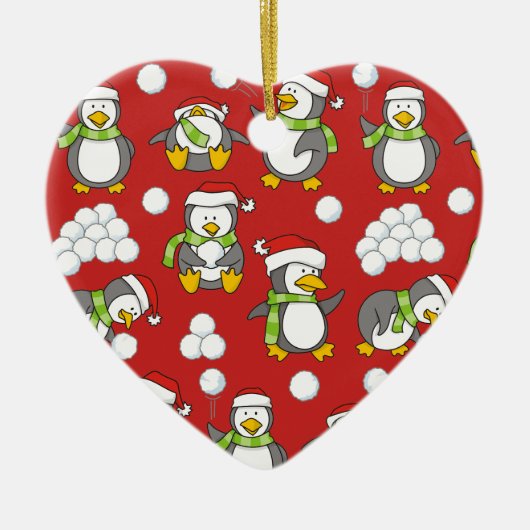 Weihnachtspinguinhintergrund Keramikornament (Vorne)