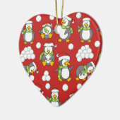Weihnachtspinguinhintergrund Keramikornament (Links)