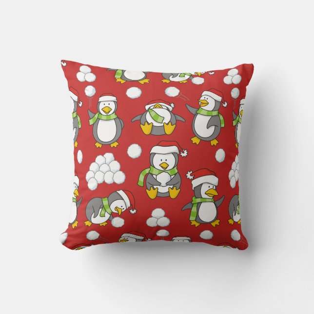 Weihnachtspinguinhintergrund Kissen (Vorderseite)