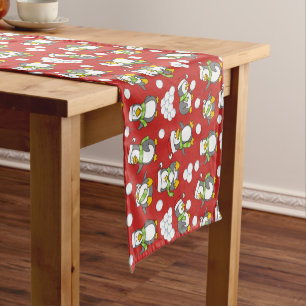 Weihnachtspinguinhintergrund Kurzer Tischläufer