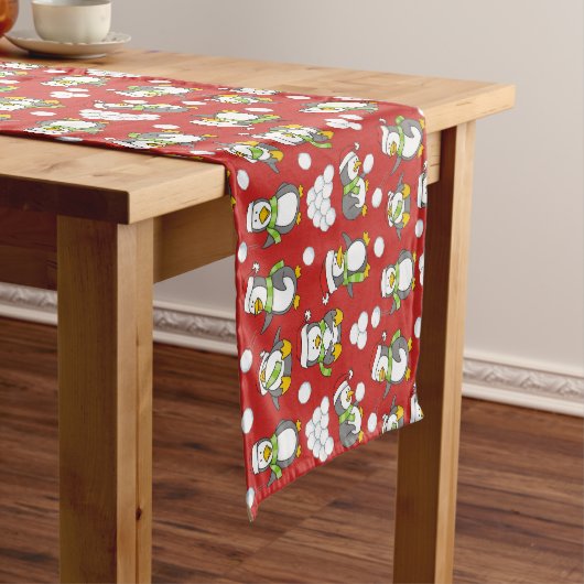 Weihnachtspinguinhintergrund Kurzer Tischläufer (Beispiel)