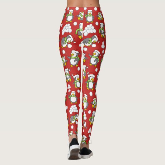 Weihnachtspinguinhintergrund Leggings (Rückseite)