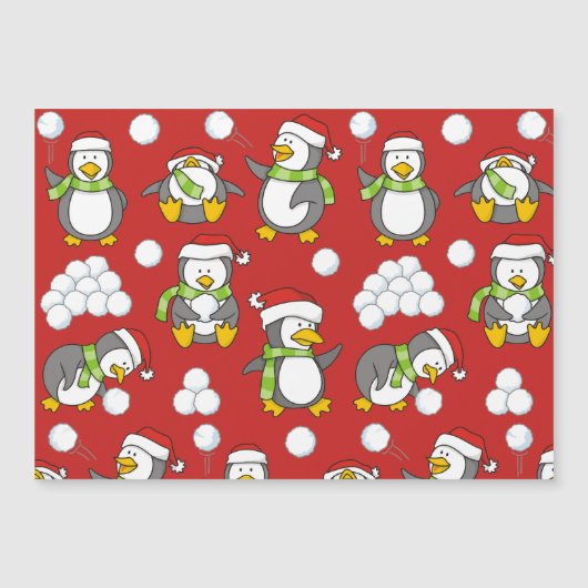 Weihnachtspinguinhintergrund Magnetkarte (Vorderseite)